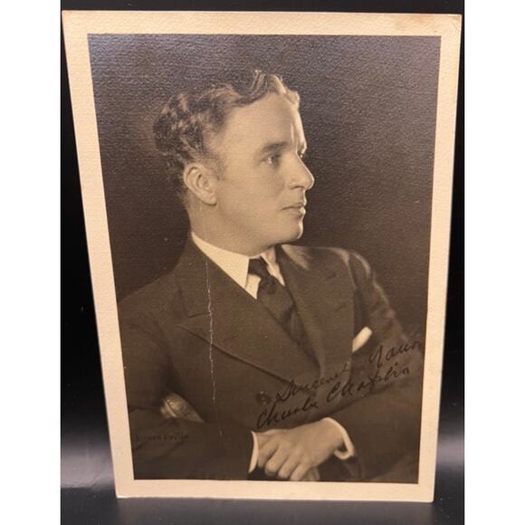 Vintage Charlie Chaplin Fan Photo Thick Stock Homer Peyton, The Kid, Gold Rush - Picture 1 of 3